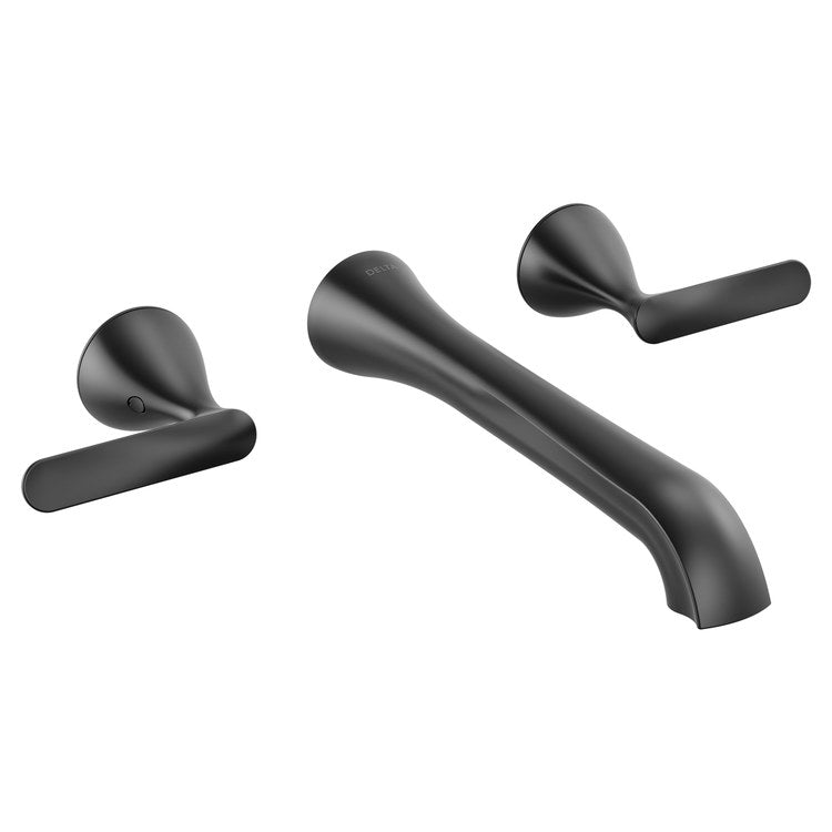 Lavatory Faucet Bonacci 8 Inch Spread 2 Lever ADA WaterSense Matte Black 1.2 Gallons per Minute Wall Less Drain 3 Hole - Image 1
