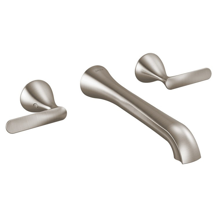 Lavatory Faucet Bonacci 8 Inch Spread 2 Lever ADA WaterSense Lumicoat Stainless 1.2 Gallons per Minute Wall Less Drain 3 Hole - Image 1