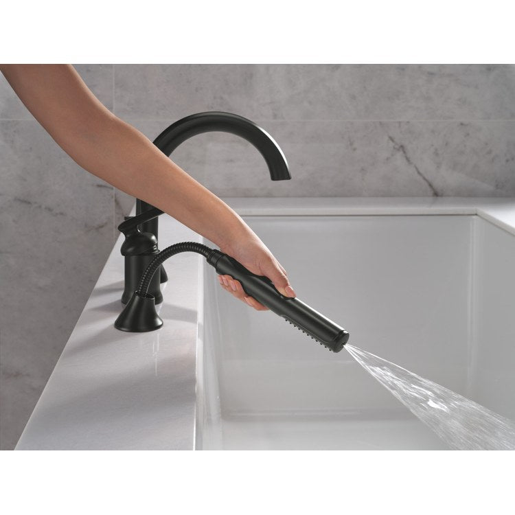 Roman Tub Trim Bonacci with Handshower 1 Lever Matte Black WaterSense ADA 8 to 16 Inch Spread 3 Hole - Image 3