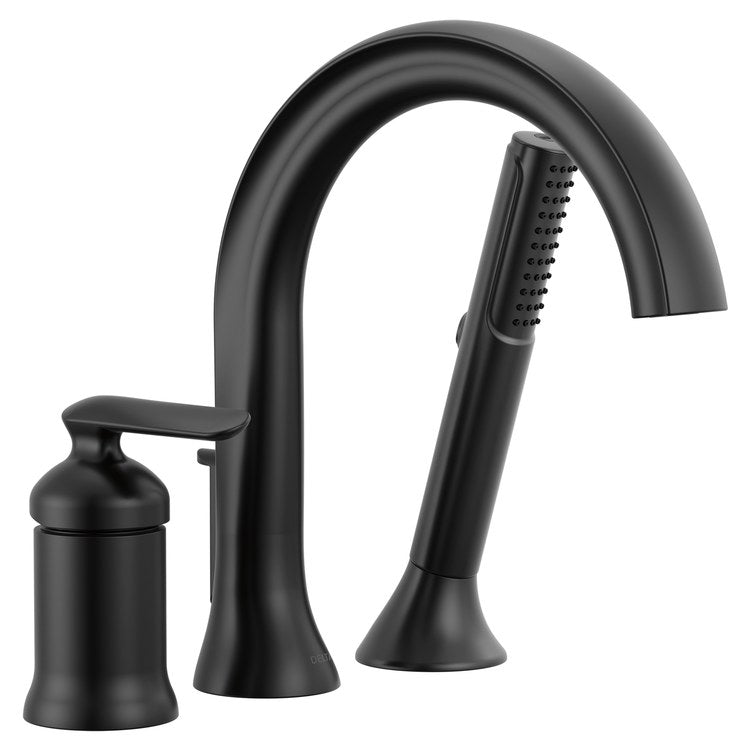 Roman Tub Trim Bonacci with Handshower 1 Lever Matte Black WaterSense ADA 8 to 16 Inch Spread 3 Hole