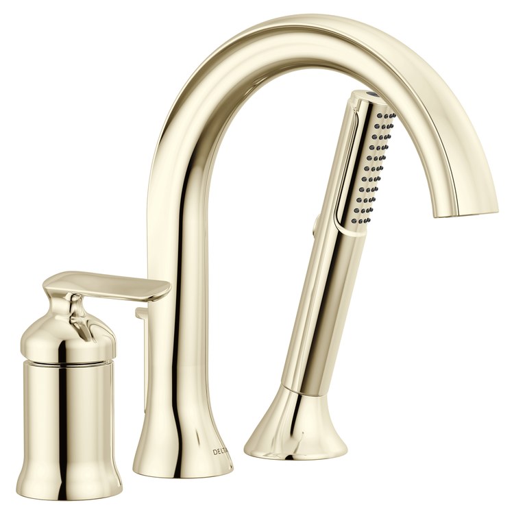 Roman Tub Trim Bonacci with Handshower 1 Lever Lumicoat Polished Nickel WaterSense ADA 8 to 16 Inch Spread 3 Hole