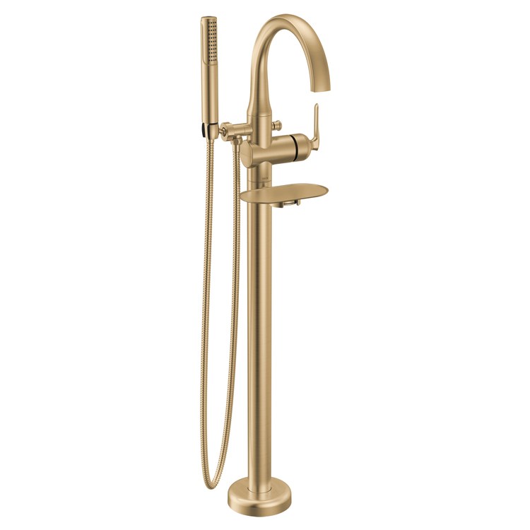 Tub Filler Trim Bonacci with Handshower and Shelf 1 Lever Lumicoat Champagne Bronze WaterSense ADA 7-1/2 Inch Spread Floor 10 Gallons per Minute