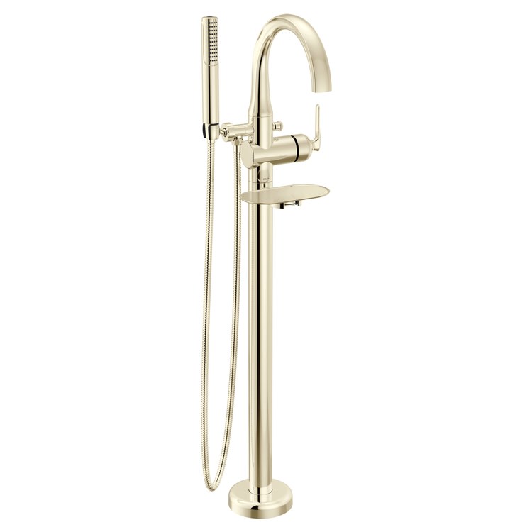 Tub Filler Trim Bonacci with Handshower and Shelf 1 Lever Lumicoat Polished Nickel WaterSense ADA 7-1/2 Inch Spread Floor 10 Gallons per Minute