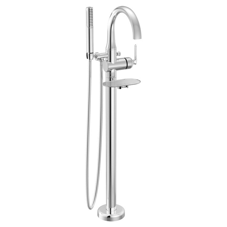 Tub Filler Trim Bonacci with Handshower and Shelf 1 Lever Lumicoat Chrome WaterSense ADA 7-1/2 Inch Spread Floor 10 Gallons per Minute