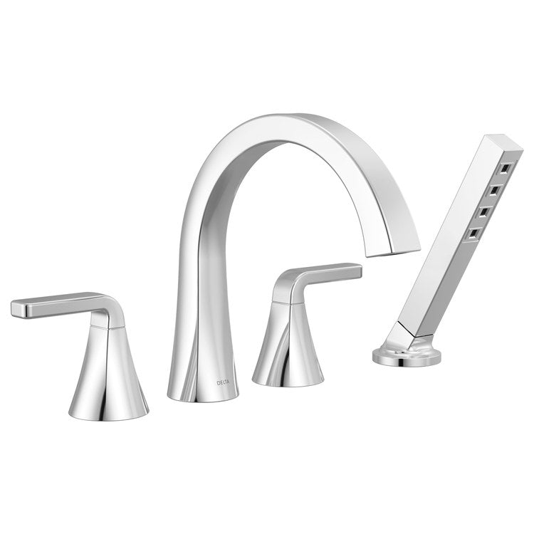 Roman Tub Trim Lineax 2 Lever Chrome WaterSense ADA 8-16 Inch Spread 4 Hole - Image 1