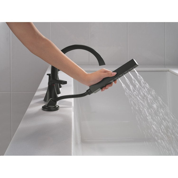 Roman Tub Trim Lineax 2 Lever Matte Black WaterSense ADA 8-16 Inch Spread 4 Hole - Image 3