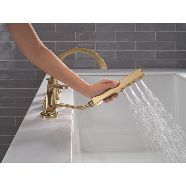 Roman Tub Trim Lineax 2 Lever Brilliance Champagne Bronze WaterSense ADA 8-16 Inch Spread 4 Hole - Image 3