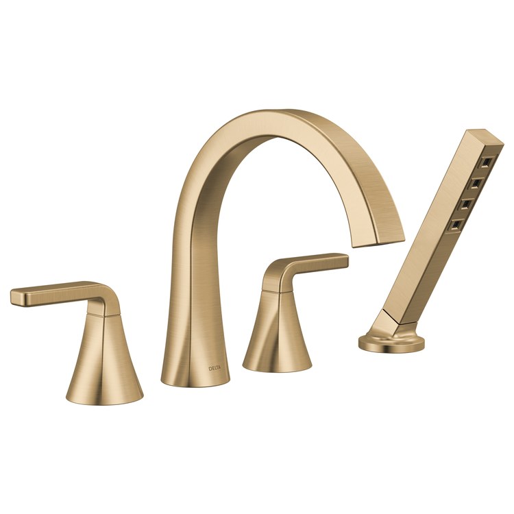 Roman Tub Trim Lineax 2 Lever Brilliance Champagne Bronze WaterSense ADA 8-16 Inch Spread 4 Hole