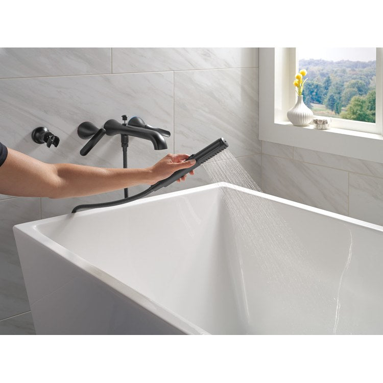 Tub Filler Trim Bonacci 2 Lever Matte Black WaterSense ADA 7-7/8 Inch Spread Wall - Image 2