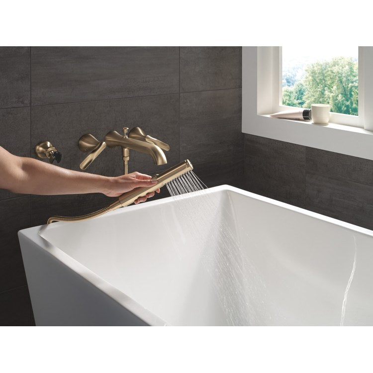 Tub Filler Trim Bonacci 2 Lever Lumicoat Champagne Bronze WaterSense ADA 7-7/8 Inch Spread Wall - Image 2