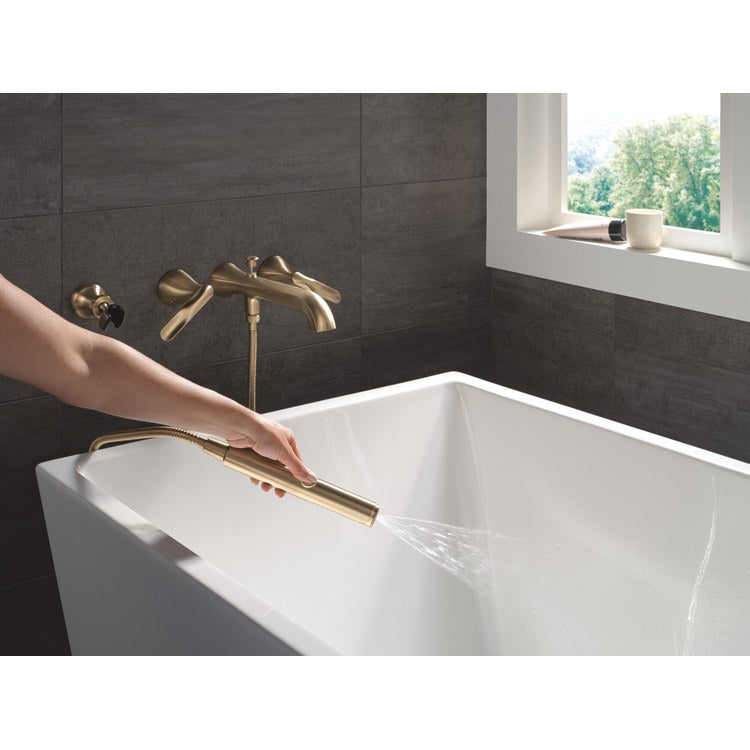 Tub Filler Trim Bonacci 2 Lever Lumicoat Champagne Bronze WaterSense ADA 7-7/8 Inch Spread Wall - Image 3