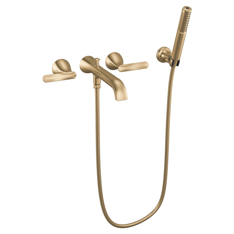 Tub Filler Trim Bonacci 2 Lever Lumicoat Champagne Bronze WaterSense ADA 7-7/8 Inch Spread Wall
