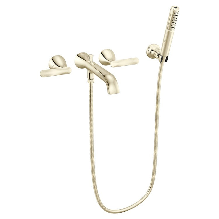 Tub Filler Trim Bonacci 2 Lever Lumicoat Polished Nickel WaterSense ADA 7-7/8 Inch Spread Wall