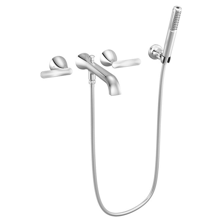 Tub Filler Trim Bonacci 2 Lever Lumicoat Chrome WaterSense ADA 7-7/8 Inch Spread Wall