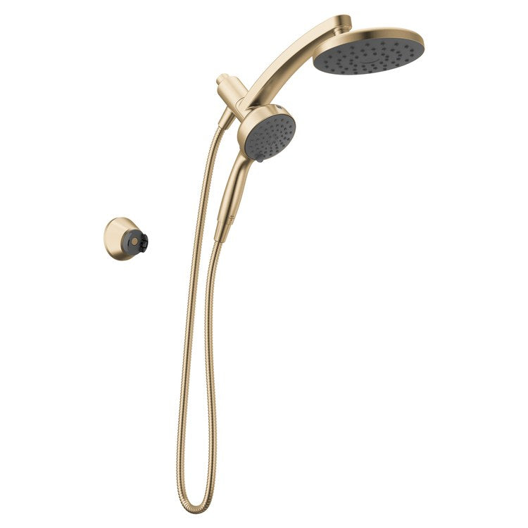 Showerhead PivotPro Universal Showering Components 6 Functions 3-In-1 Raincan Brilliance Champagne Bronze 7 Inch 1.75 Gallons per Minute 360 DEG Pivot Round Integrated Magnetic SureDock Mount - Image 2