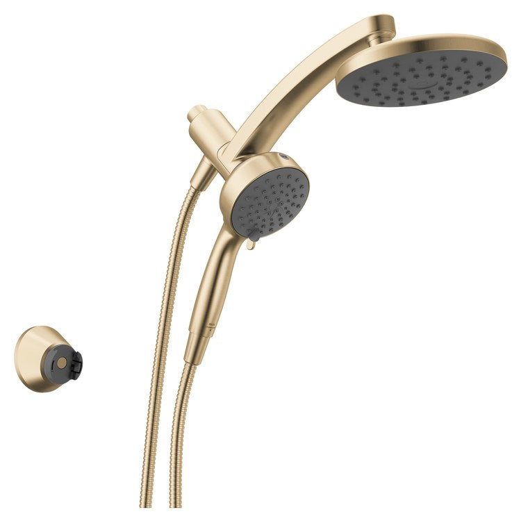 Showerhead PivotPro Universal Showering Components 6 Functions 3-In-1 Raincan Brilliance Champagne Bronze 7 Inch 1.75 Gallons per Minute 360 DEG Pivot Round Integrated Magnetic SureDock Mount - Image 1