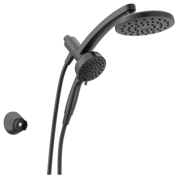Showerhead PivotPro Universal Showering Components 6 Functions 3-In-1 Raincan Matte Black 7 Inch 1.75 Gallons per Minute 360 DEG Pivot Round Integrated SureDock Magnetic Hand Shower Dock - Image 1