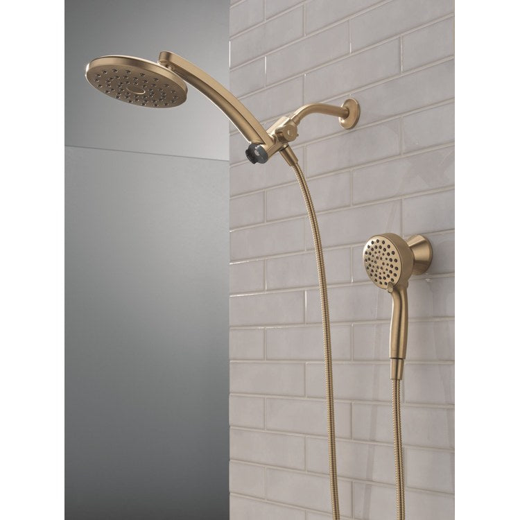 Showerhead PivotPro Universal Showering Components 6 Functions 3-In-1 Raincan Brilliance Champagne Bronze 7 Inch 1.75 Gallons per Minute 360 DEG Pivot Round Integrated SureDock Magnetic Hand Shower Dock - Image 2