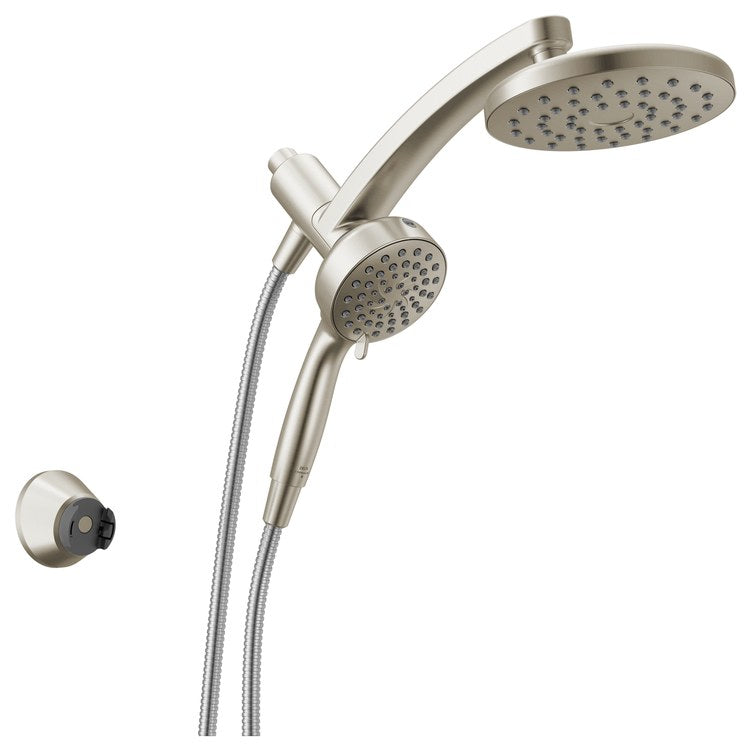 Showerhead PivotPro Universal Showering Components 6 Functions 3-In-1 Raincan Spotshield Brushed Nickel 7 Inch 1.75 Gallons per Minute 360 DEG Pivot Round Integrated SureDock Magnetic Hand Shower Dock - Image 1