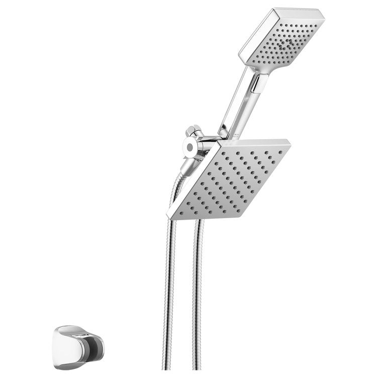 Handshower/Showerhead Combination Universal Showering Components 2-In-1 Chrome WaterSense 4 Function 6-1/2 Inch 1 Function Square 1.75 Gallons per Minute - Image 1