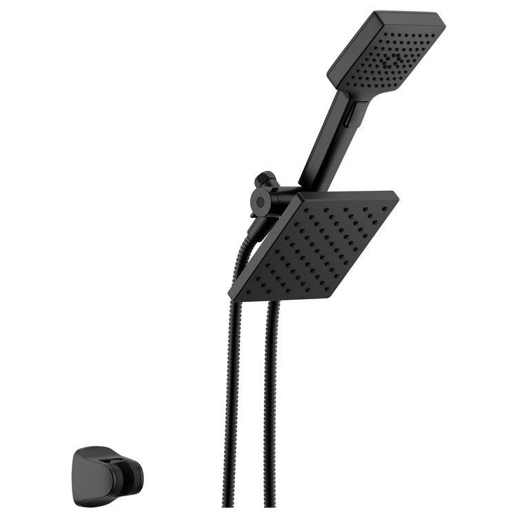 Handshower/Showerhead Combination Universal Showering Components 2-In-1 Matte Black WaterSense 4 Function 6-1/2 Inch 1 Function Square 1.75 Gallons per Minute