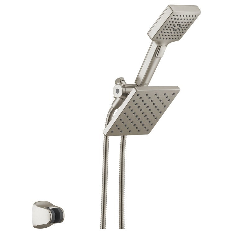 Handshower/Showerhead Combination Universal Showering Components 2-In-1 Brilliance Stainless WaterSense 4 Function 6-1/2 Inch 1 Function Square 1.75 Gallons per Minute