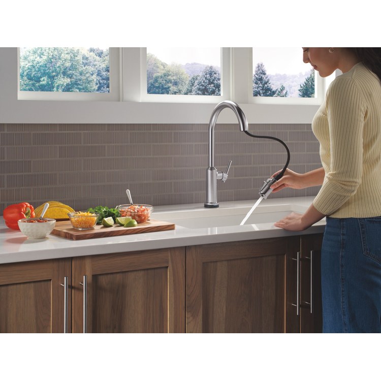 Kitchen Faucet Cordova Touchless 3 Function 1 Lever ADA Lumicoat Arctic Stainless Pull Down Swivel 360 DEG 1/3 Hole Deck Mount MagnaTite/VoiceIQ/Touch2O 1.8 Gallons per Minute - Image 3
