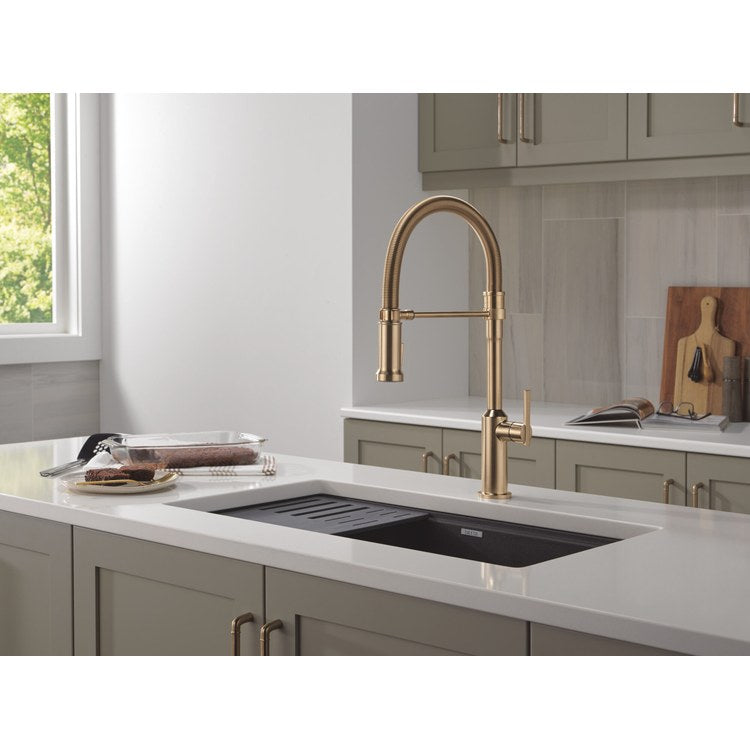 Kitchen Faucet Cordova 2 Function 1 Lever ADA Lumicoat Champagne Bronze Swivel 360 DEG Spring Spout 1/3 Hole Deck Mount MagnaTite/SpotLight 1.8 Gallons per Minute - Image 3