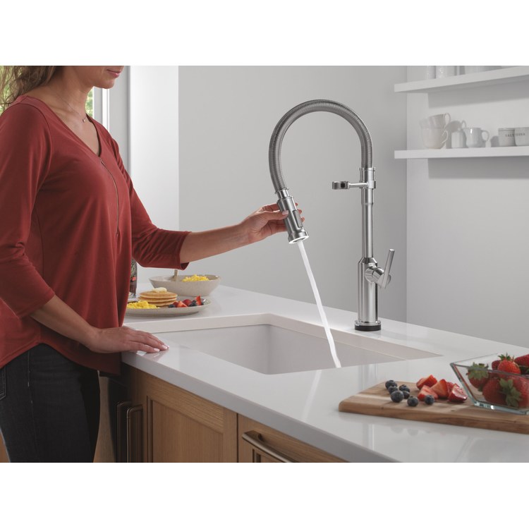 Kitchen Faucet Cordova Touchless 2 Function 1 Lever ADA Lumicoat Arctic Stainless Swivel 360 DEG Spring Spout 1/3 Hole Deck Mount MagnaTite/VoiceIQ/Touch2O/SpotLight 1.8 Gallons per Minute - Image 3