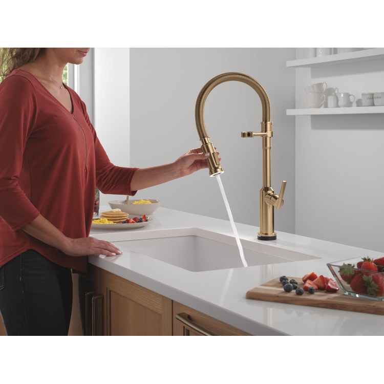 Kitchen Faucet Cordova Touchless 2 Function 1 Lever ADA Lumicoat Champagne Bronze Swivel 360 DEG Spring Spout 1/3 Hole Deck Mount MagnaTite/VoiceIQ/Touch2O/SpotLight 1.8 Gallons per Minute - Image 3