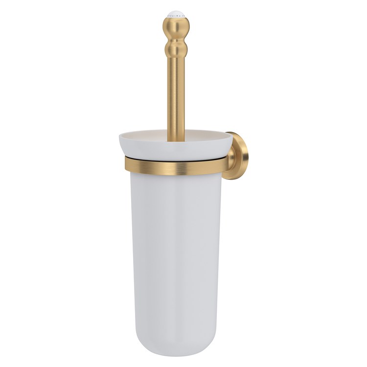 Toilet Brush Holder Wall Mount Satin English Gold Porcelain/Brass