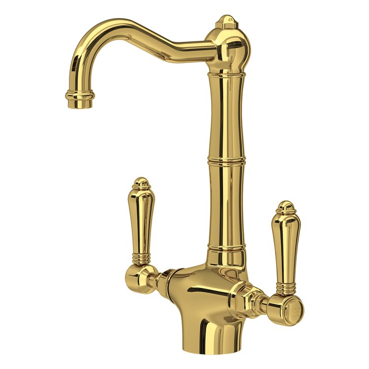 Bar Faucet Acqui Prep 8-21/32 Inch Spread 2 Lever Unlacquered Brass Swivel Column Spout 1.5 Gallons per Minute - Image 1