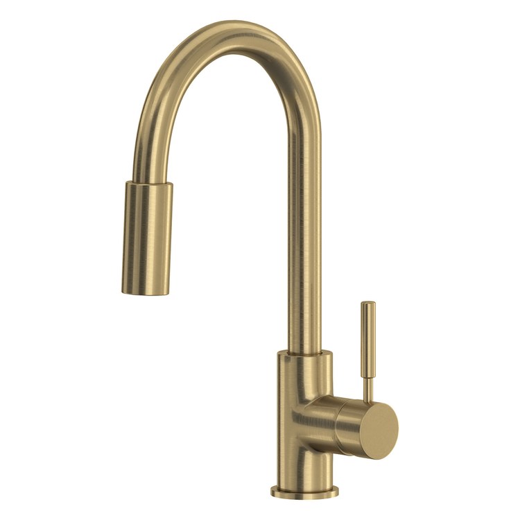 Bar Faucet Lux Prep 1 Lever cUPC Antique Gold Pull Down 2 Function Modern C-Spout 1.8 Gallons per Minute - Image 1