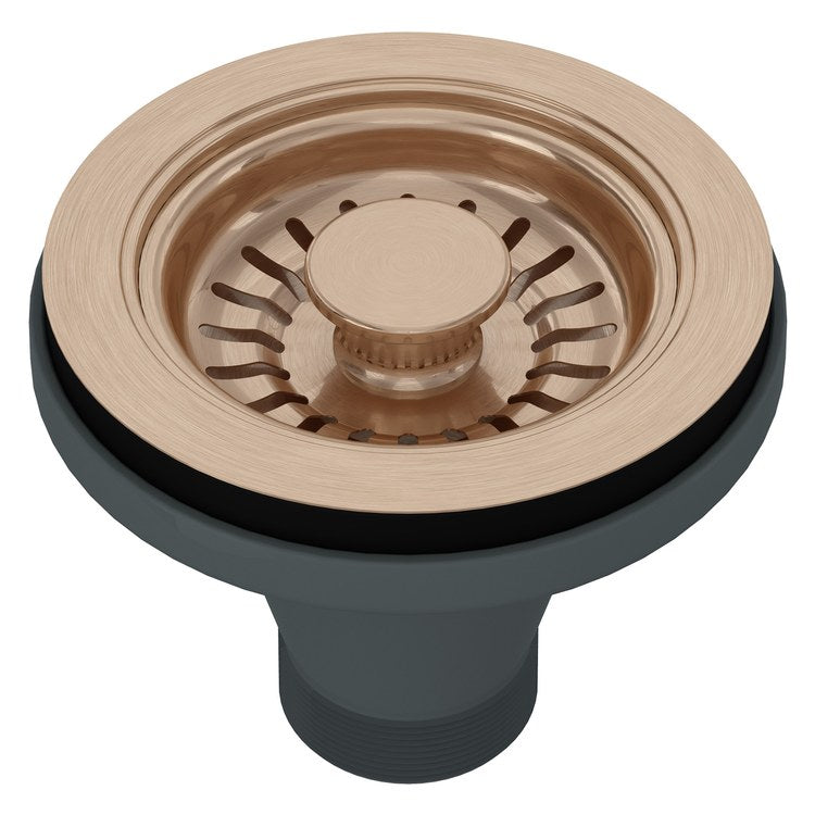 Basket Strainer Less Remote Manual Pop-Up Vintage Gold 3-1/2 Inch Stainless Steel 1-1/2 Inch Male