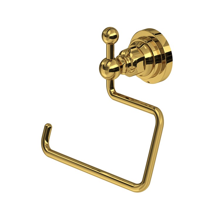Toilet Paper Holder San Giovanni Open Unlacquered Brass Brass 6 Inch 3-9/16 Inch Wall Mount - Image 1