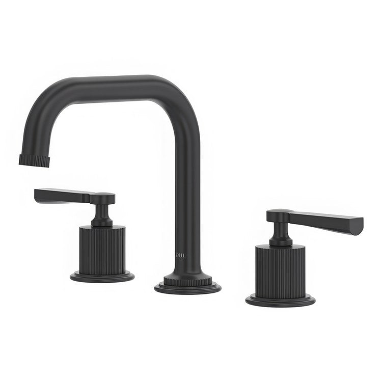 Lavatory Faucet Apadana Widespread 2 Lever ADA cUPC/WaterSense Matte Black 1.2 Gallons per Minute Deck Fixed Push Drain 3 Hole