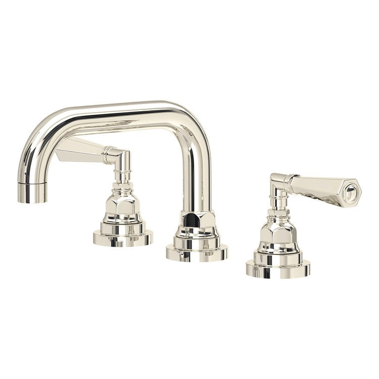 Lavatory Faucet San Giovanni Widespread 8 to 16 Inch Spread 2 Lever ADA WaterSense/cUPC Polished Nickel 1.2 Gallons per Minute Deck U-Shaped Push 3 Hole - Image 1