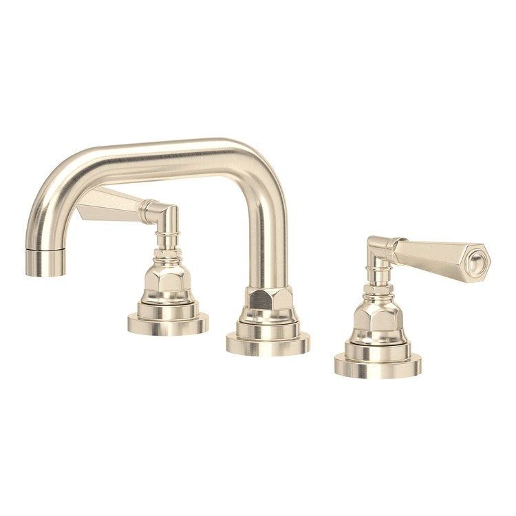 Lavatory Faucet San Giovanni Widespread 8 to 16 Inch Spread 2 Lever ADA WaterSense/cUPC Satin Nickel 1.2 Gallons per Minute Deck U-Shaped Push 3 Hole - Image 1