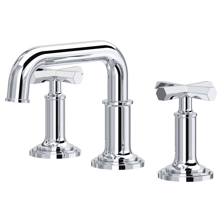 Lavatory Faucet San Giovanni Widespread 8 to 16 Inch Spread 2 Cross WaterSense/cUPC Polished Chrome 1.2 Gallons per Minute Deck High Arc Push 3 Hole - Image 1