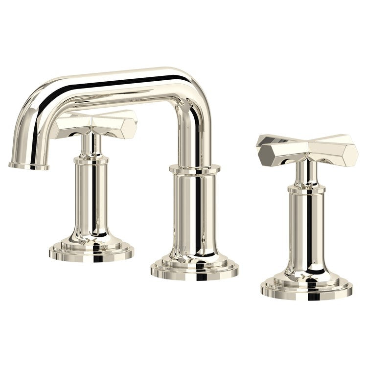 Lavatory Faucet San Giovanni Widespread 8 to 16 Inch Spread 2 Cross WaterSense/cUPC Polished Nickel 1.2 Gallons per Minute Deck High Arc Push 3 Hole - Image 1