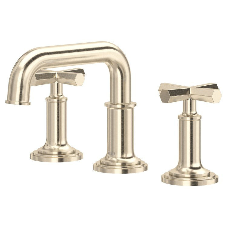 Lavatory Faucet San Giovanni Widespread 8 to 16 Inch Spread 2 Cross WaterSense/cUPC Satin Nickel 1.2 Gallons per Minute Deck High Arc Push 3 Hole - Image 1