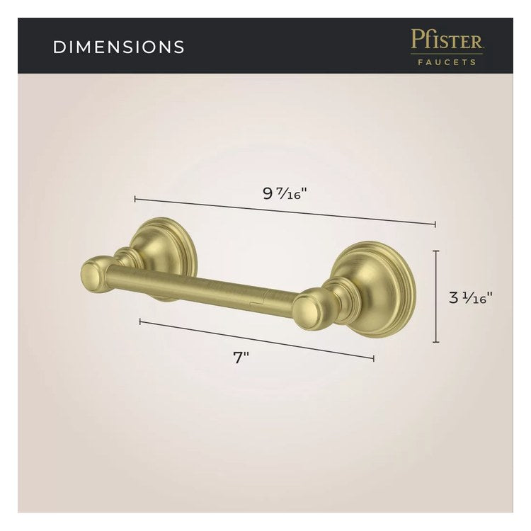Toilet Paper Holder Tisbury Swivel Brushed Gold Metal 7 Inch 3-3/32 Inch Wall Concealed - Image 2
