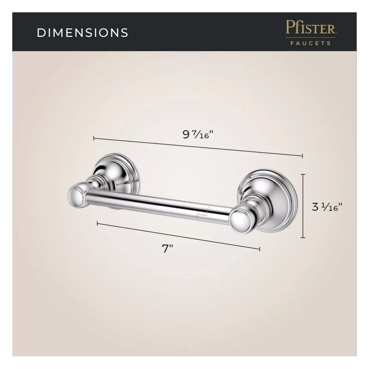 Toilet Paper Holder Tisbury Swivel Polished Chrome Metal 7 Inch 3-3/32 Inch Wall Concealed - Image 3