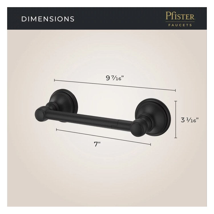 Toilet Paper Holder Tisbury Swivel Spot Defense Matte Black Metal 7 Inch 3-3/32 Inch Wall Concealed - Image 2