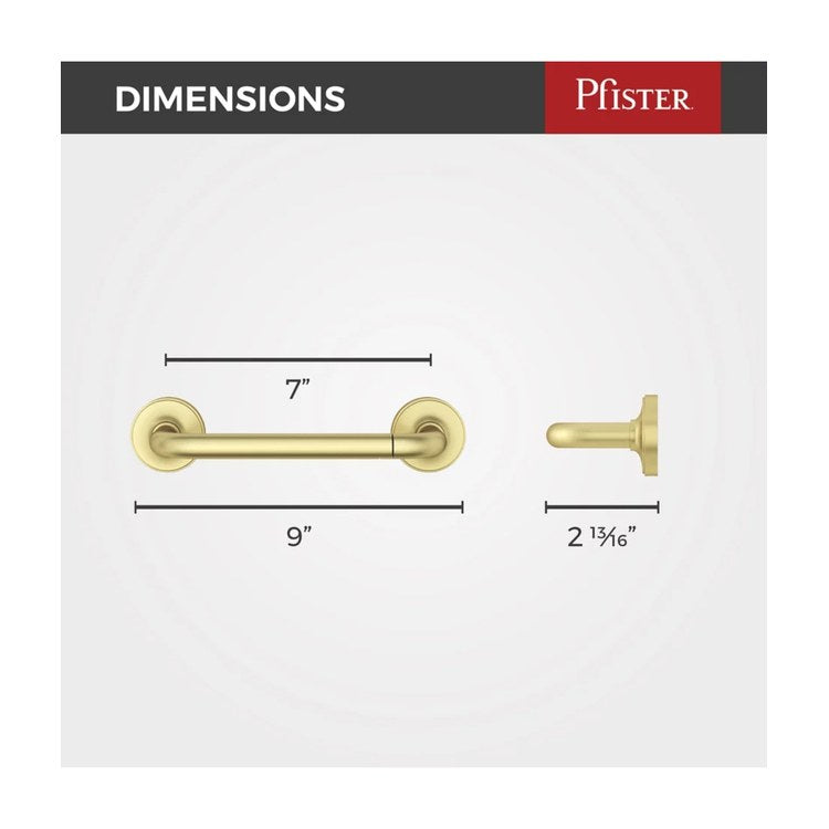 Toilet Paper Holder Tenet Pivot Swing Brushed Gold Metal 7 Inch 2-13/16 Inch Wall Concealed - Image 2