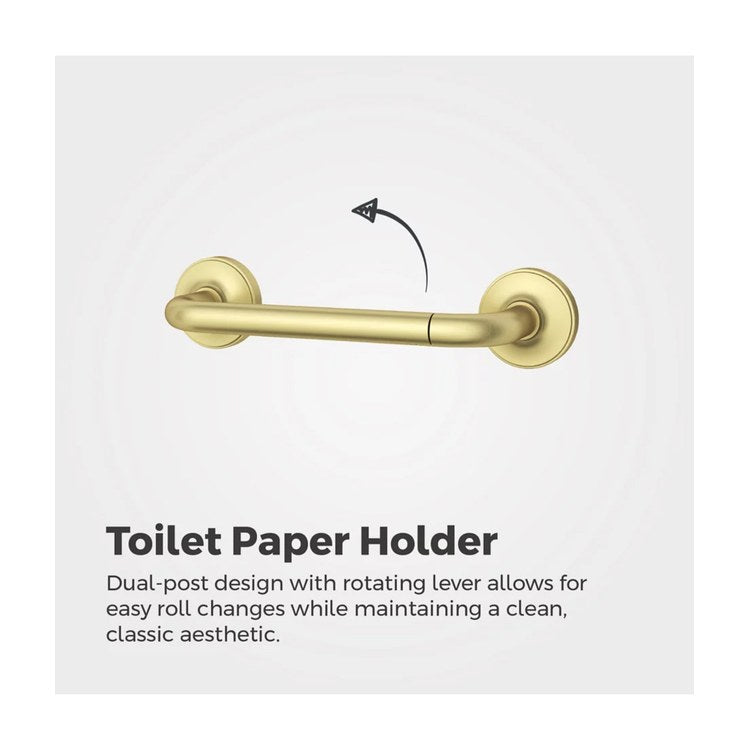 Toilet Paper Holder Tenet Pivot Swing Brushed Gold Metal 7 Inch 2-13/16 Inch Wall Concealed - Image 3