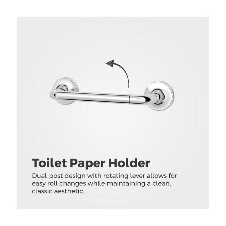 Toilet Paper Holder Tenet Pivot Swing Polished Chrome Metal 7 Inch 2-13/16 Inch Wall Concealed - Image 2