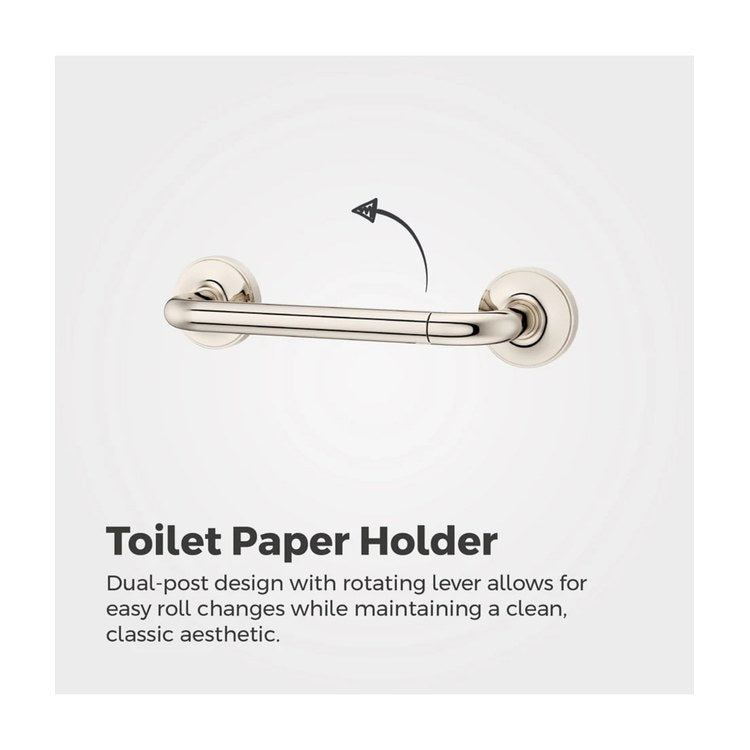 Toilet Paper Holder Tenet Pivot Swing Polished Nickel Metal 7 Inch 2-13/16 Inch Wall Concealed - Image 2
