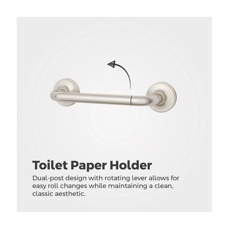 Toilet Paper Holder Tenet Pivot Swing Brushed Nickel Metal 7 Inch 2-13/16 Inch Wall Concealed - Image 3