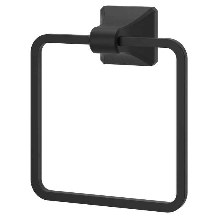 Towel Ring Park Avenue 6 Inch Square Closed Matte Black Metal 2-3/4 Inch